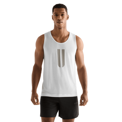Men's White U Tank Top