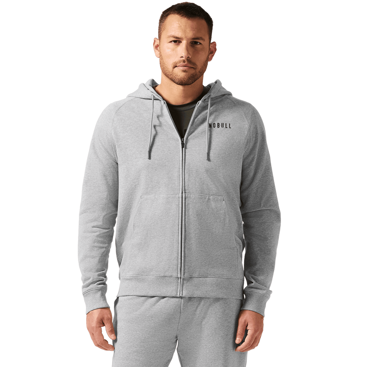 Men's Grey Heather NOBULL Full Zip Hoodie