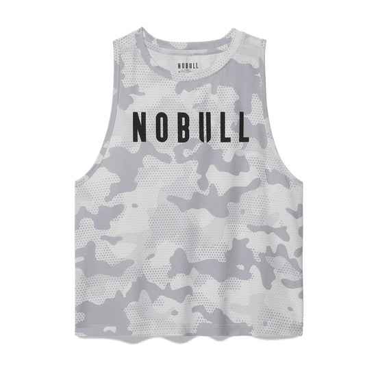 Women's Light Gray Camo NOBULL Muscle Tank Top
