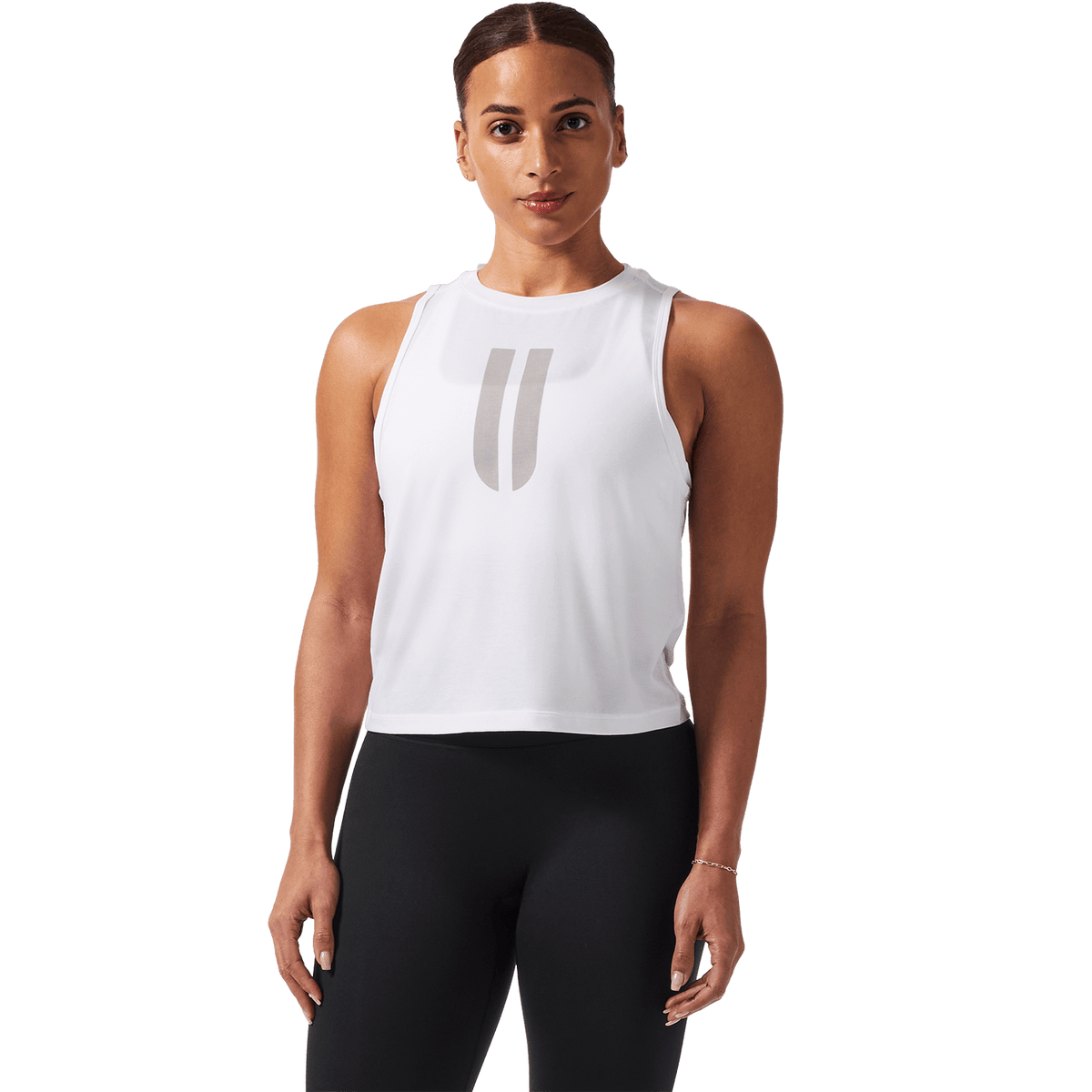 Women's White U Muscle Tank Top
