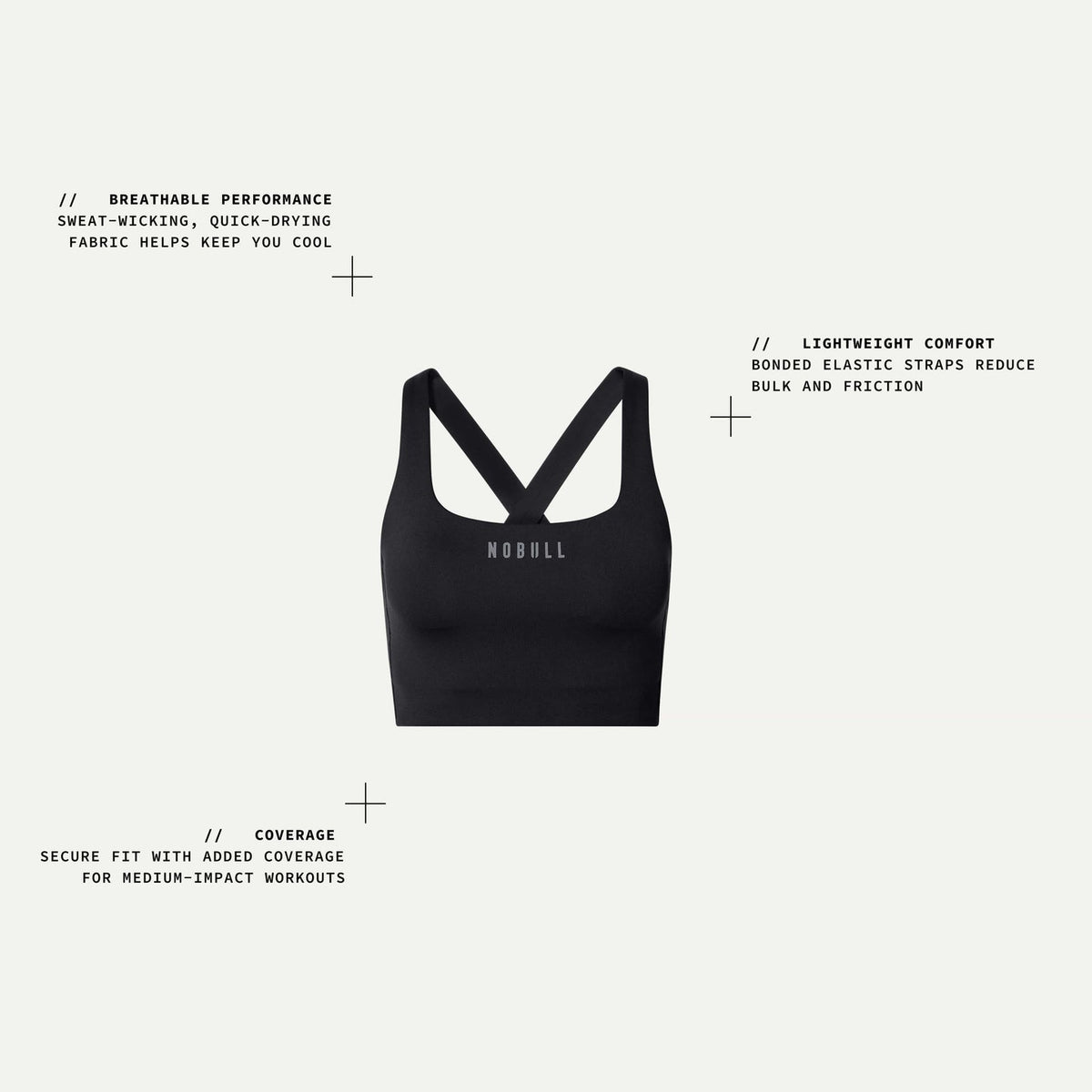 Black NOBULL Drive Longline Sports Bra