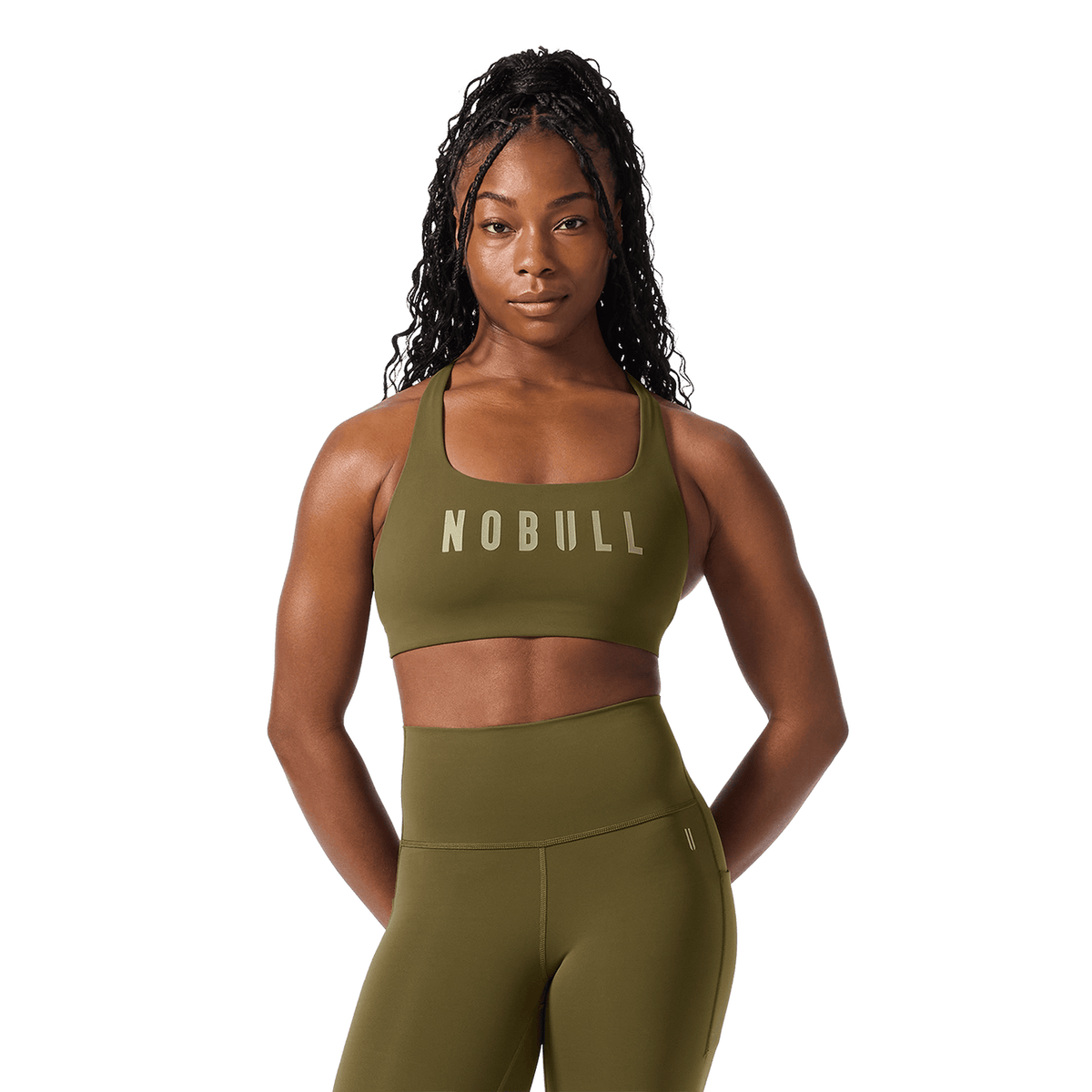 Tactical Green NOBULL Drive Racerback Sports Bra