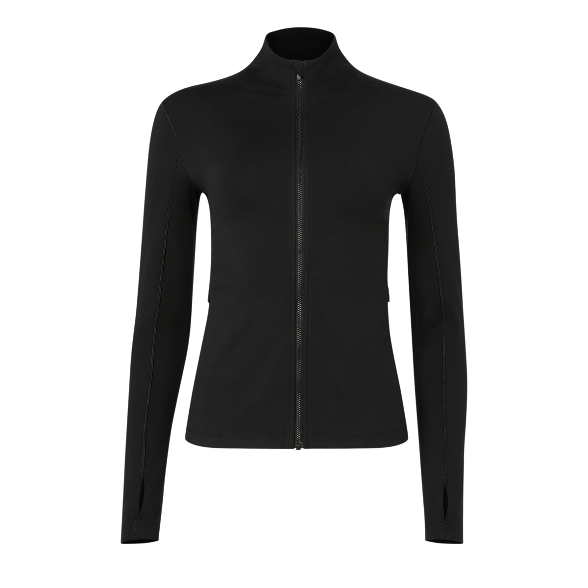 Women's Black Matte Zip-Up Jacket
