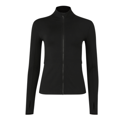 Women's Black Matte Zip-Up Jacket