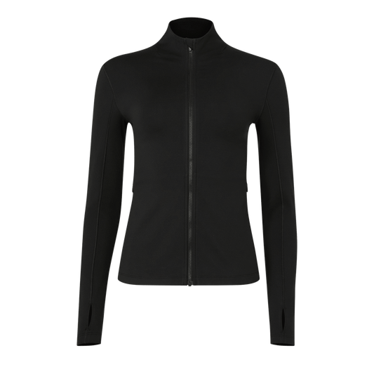 Women's Black Matte Zip-Up Jacket