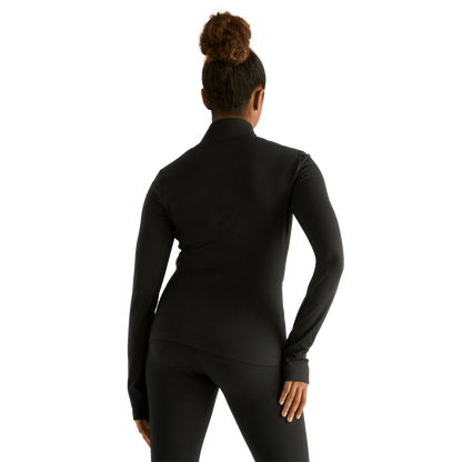 Women's Black Matte Zip-Up Jacket