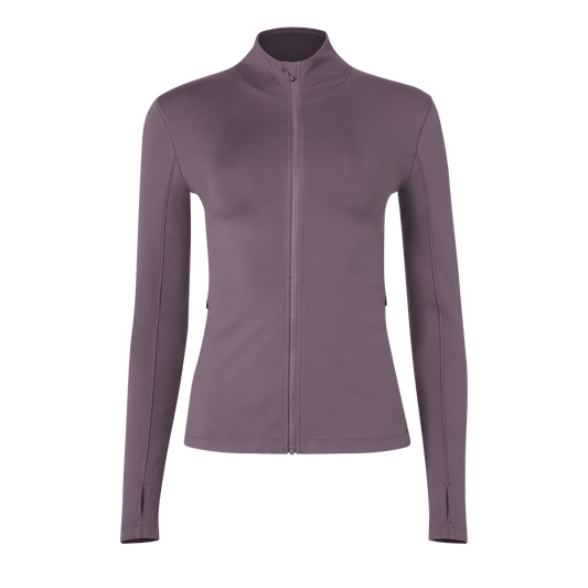 Women's Black Plum Matte Zip-Up Jacket