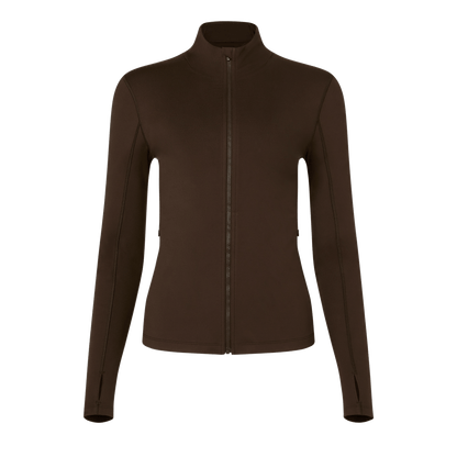 Women's Chocolate Matte Zip-Up Jacket