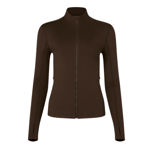 Women's Chocolate Matte Zip-Up Jacket