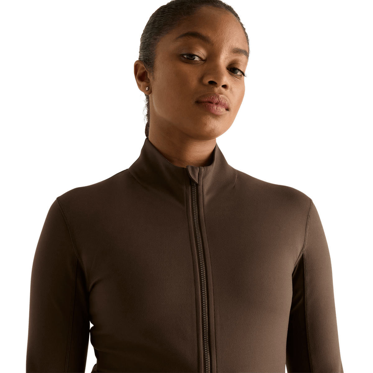 Women's Chocolate Matte Zip-Up Jacket