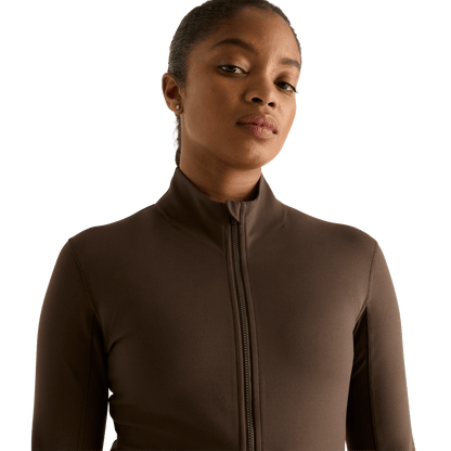 Women's Chocolate Matte Zip-Up Jacket