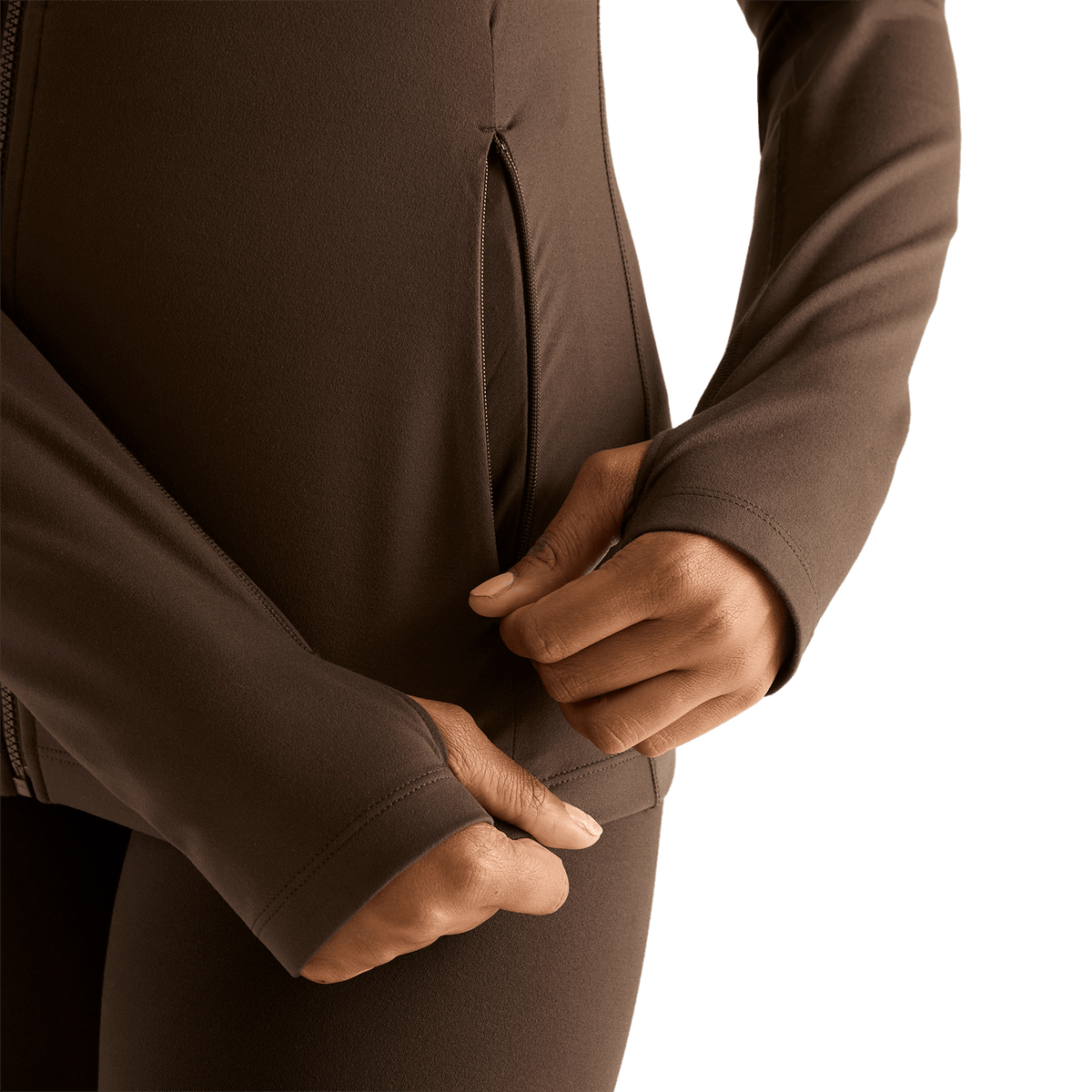 Women's Chocolate Matte Zip-Up Jacket