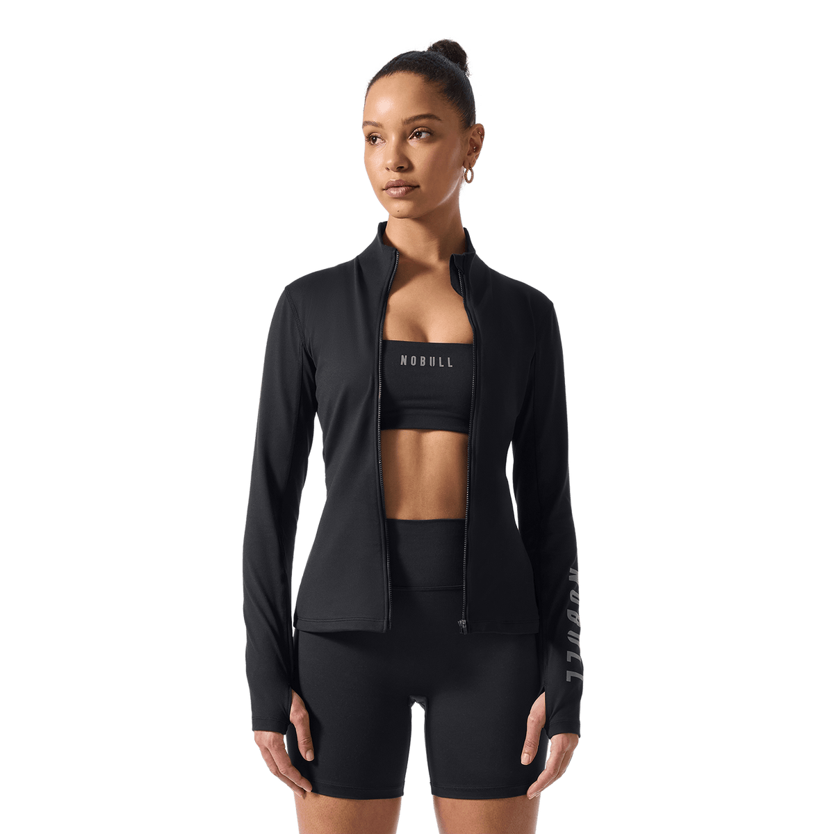 Women's Black NOBULL Matte Zip-Up Jacket