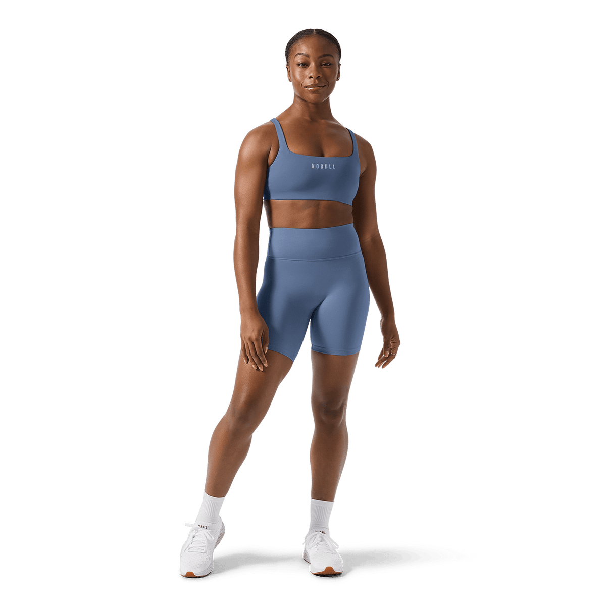 Dusty Blue NOBULL Matte Square Neck Sports Bra