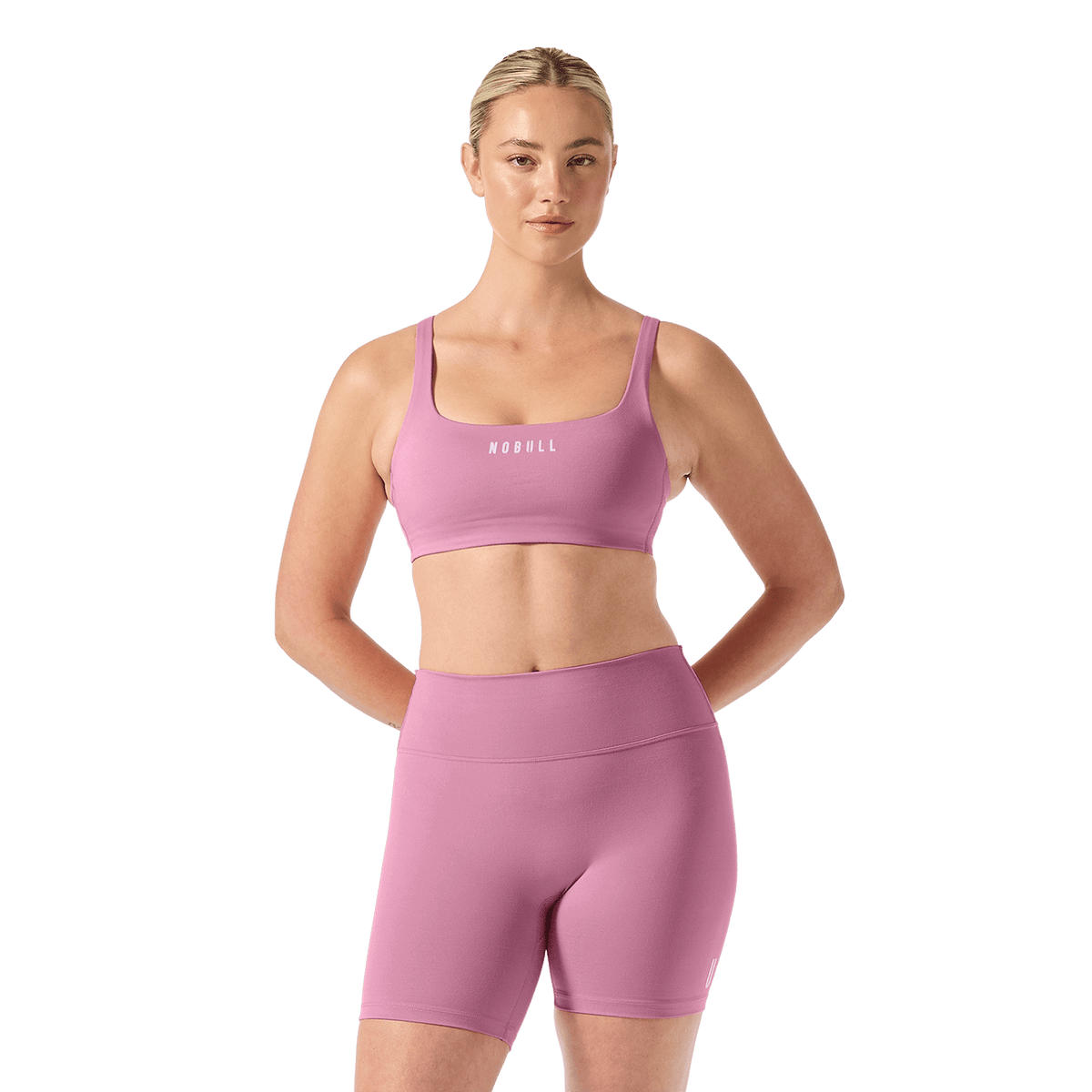 Soft Pink NOBULL Matte Square Neck Sports Bra