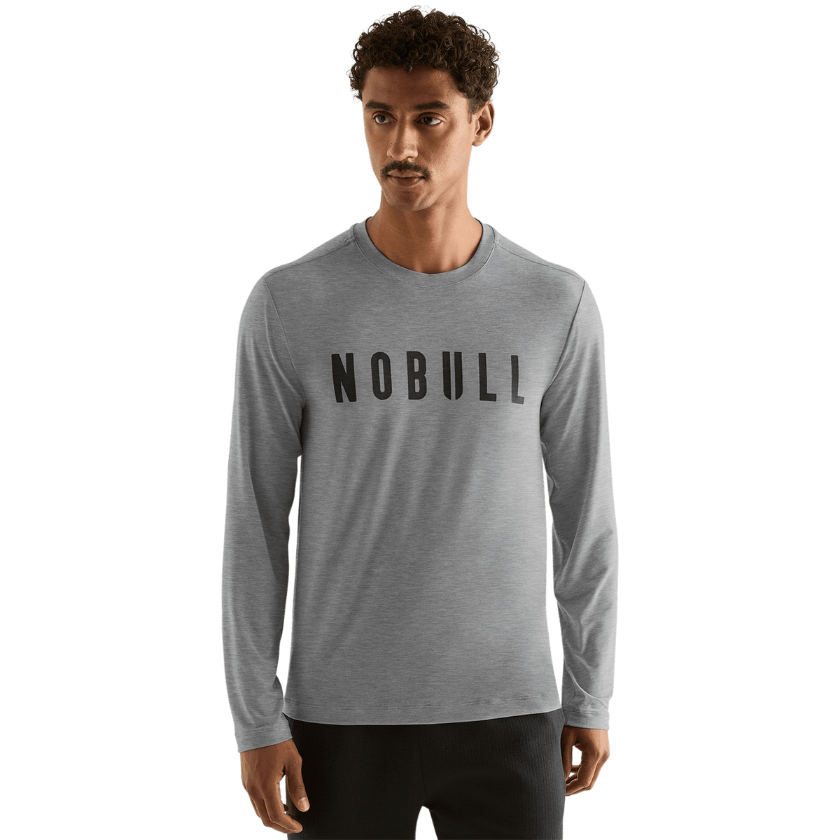 Men's Heather Grey NOBULL Long Sleeve Tee